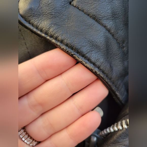 Vintage black leather fringe riding jacket coat Open Road size 34 - Picture 5 of 16